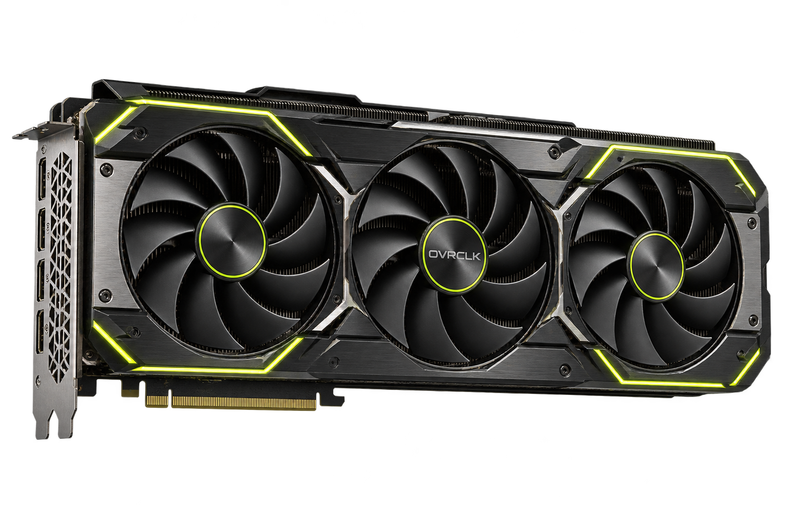 OVRCLK flagship black GPU with lime illuminated edges